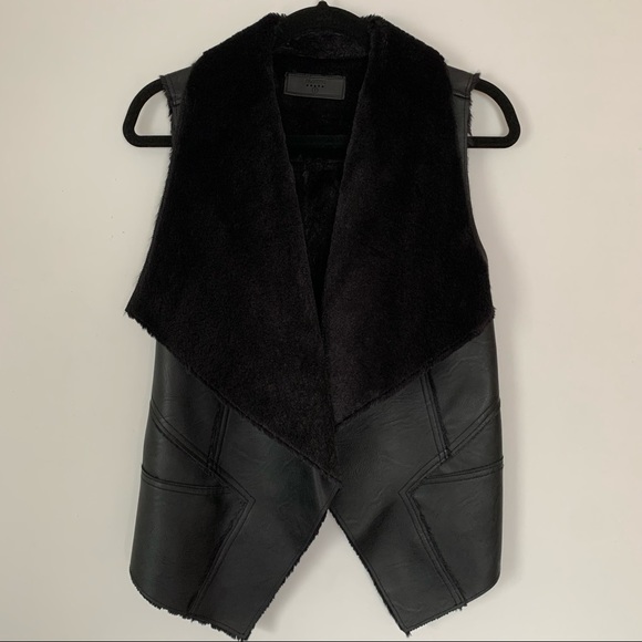 BLANK NYC Chassin Faux Leather Faux Shearling Drape Vest - Picture 1 of 7